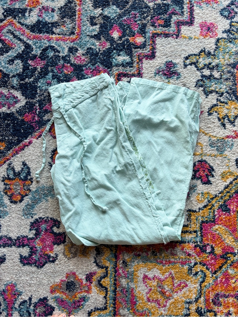 Y2K Aziz Linen Cotton Pants with Patches size large